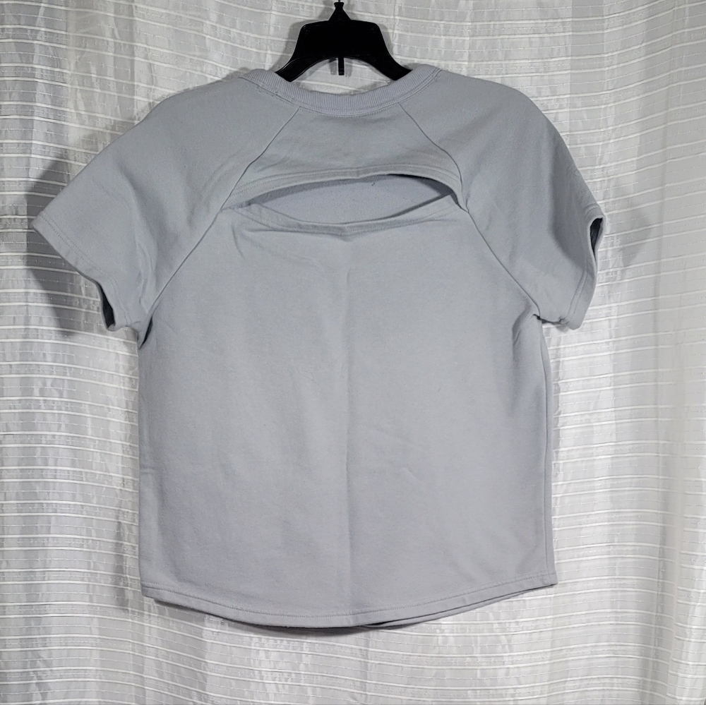 Under Armour Womens Running T-Shirt Gray Raglan Sleeve Crew Cut Out Back S